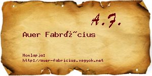Auer Fabrícius névjegykártya